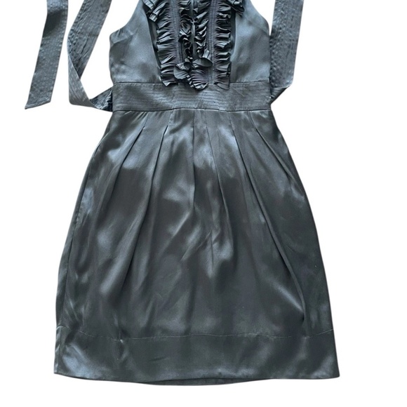bcbg maxazria black halter pleated ruffle silk mini dress - Picture 4 of 4